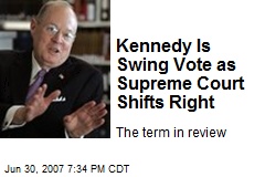 Kennedy Is Swing Vote as Supreme Court Shifts Right