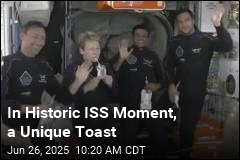 Toast With Drink Pouches Honors 3 Nations&#39; Arrival at ISS