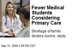 Fewer Medical Students Considering Primary Care