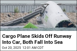 Cargo Plane Skids Off Runway Into Car, Both Fall Into Sea