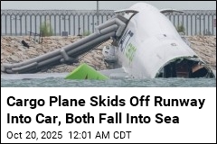 Cargo Plane Skids Off Runway Into Car, Both Fall Into Sea