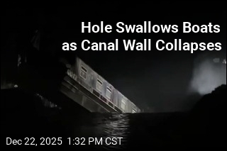 Hole Swallows Boats as Canal Wall Collapses