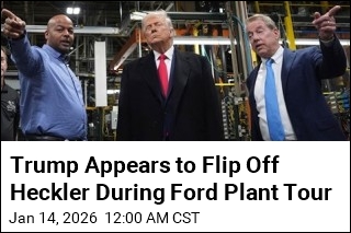 Trump Appears to Flip Off Heckler During Ford Plant Tour