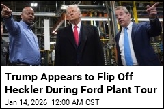 Trump Appears to Flip Off Heckler During Ford Plant Tour