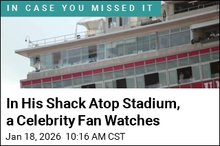 In His Shack Atop Stadium, a Celebrity Fan Watches