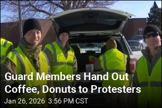 National Guard Gives Donuts, Coffee to Anti-ICE Protesters