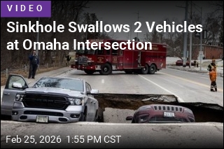 Sinkhole Swallows Truck, SUV in Omaha
