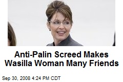 Anti-Palin Screed Makes Wasilla Woman Many Friends