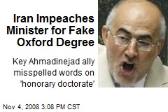 Iran Impeaches Minister for Fake Oxford Degree