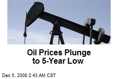 Oil Prices Plunge to 5-Year Low