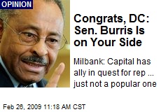 Congrats, DC: Sen. Burris Is on Your Side