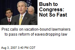 Bush to Congress: Not So Fast