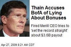 Thain Accuses BofA of Lying About Bonuses