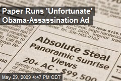 Paper Runs 'Unfortunate' Obama-Assassination Ad