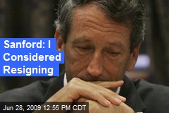 Sanford: I Considered Resigning