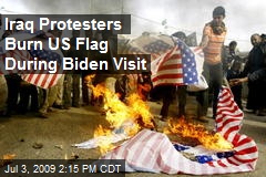 Iraq Protesters Burn US Flag During Biden Visit