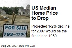 US Median Home Price to Drop
