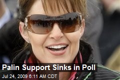 Palin Support Sinks in Poll