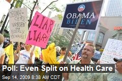 Poll: Even Split on Health Care