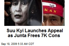 Suu Kyi Launches Appeal as Junta Frees 7K Cons