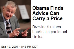 Obama Finds Advice Can Carry a Price