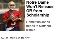 Notre Dame Won't Release QB from Scholarship