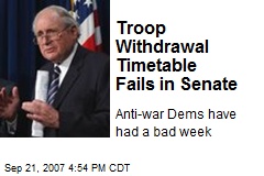 Troop Withdrawal Timetable Fails in Senate