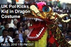 UK Pol Kicks Kid in Dragon Costume