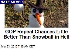 GOP Repeal Chances Little Better Than Snowball in Hell