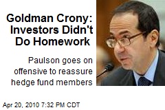 Goldman Crony: Investors Didn't Do Homework