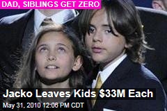 Jacko Leaves Kids $33M Each