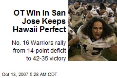 OT Win in San Jose Keeps Hawaii Perfect