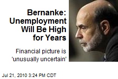 Bernanke: Unemployment Will Be High for Years