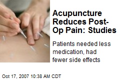 Acupuncture Reduces Post-Op Pain: Studies
