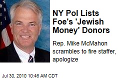 NY Pol Lists Foe's 'Jewish Money' Donors